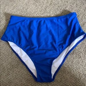 blue high waisted swim bottoms